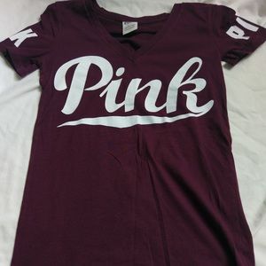 PINK Maroon Graphic V Neck